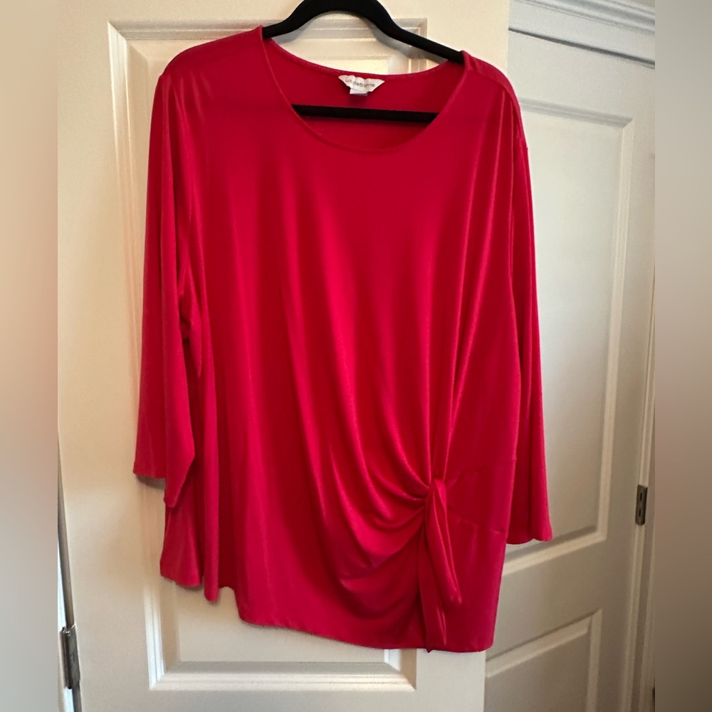 Liz Claiborne Vibrant Red Blouse with Knot Accent
